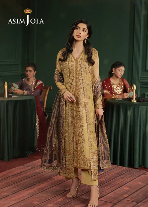 Asim Jofa AJPF-26 EMBROIDERED ZARI NET 3 PCS - Image 2