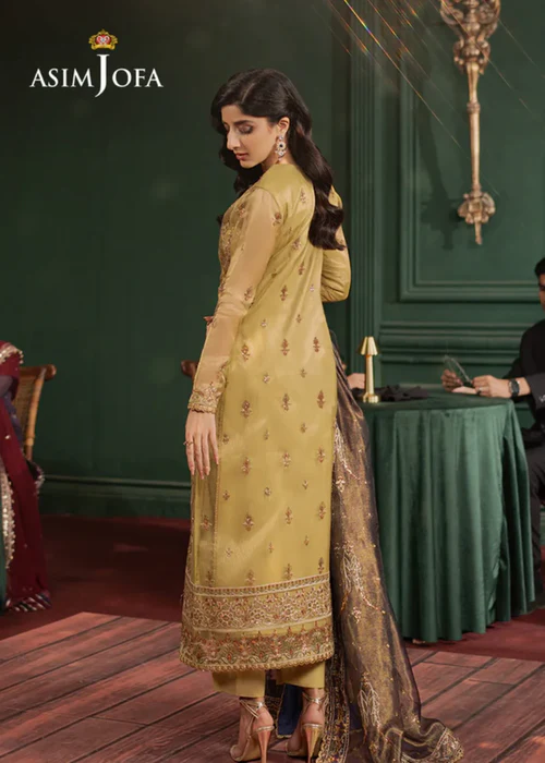 Asim Jofa AJPF-26 EMBROIDERED ZARI NET 3 PCS - Image 3