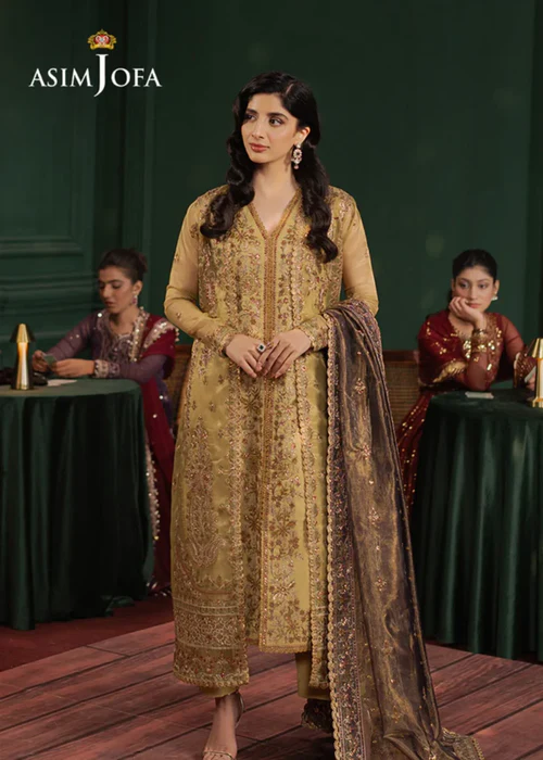 Asim Jofa AJPF-26 EMBROIDERED ZARI NET 3 PCS - Image 4