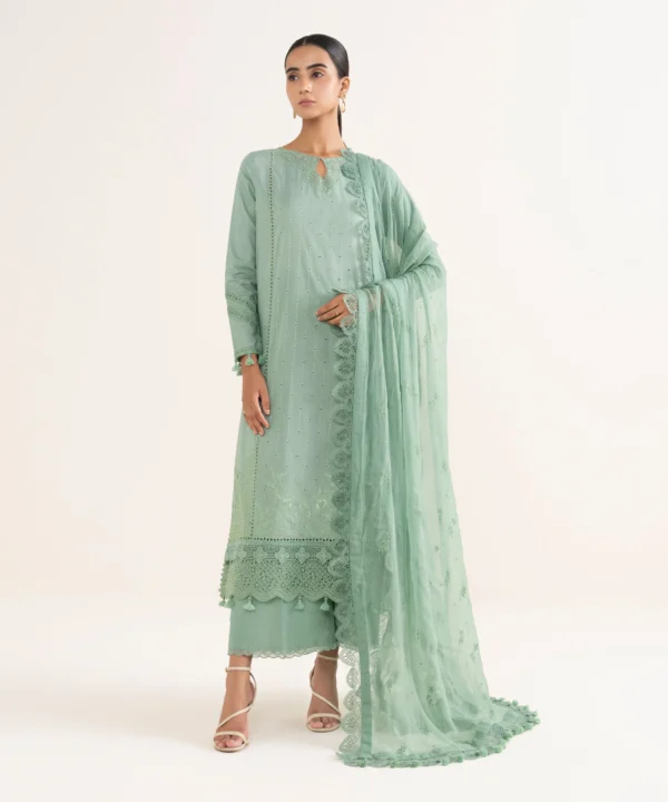 Saphire -  3 Piece - Embroidered Zari Lawn Suit - Image 3